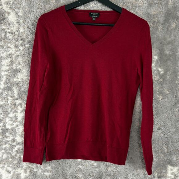Talbots Size Petite Size Pure Merino Wool Sweater V Neck Red Long Sleeve - Picture 1 of 8